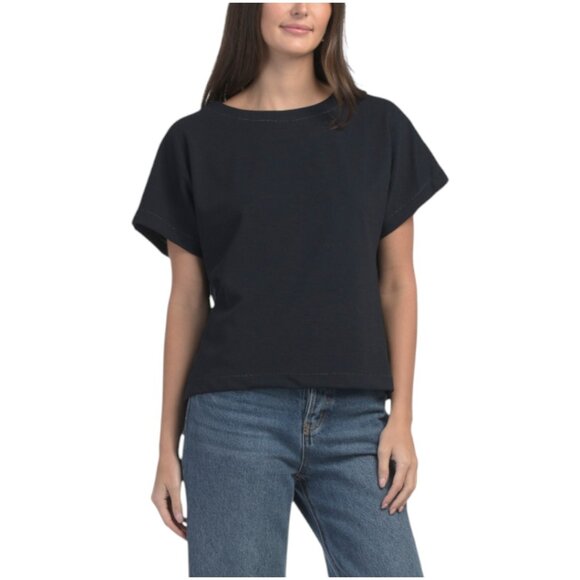 MAX STUDIO LONDON Short Sleeve Contrast Stitch Top - Picture 1 of 3